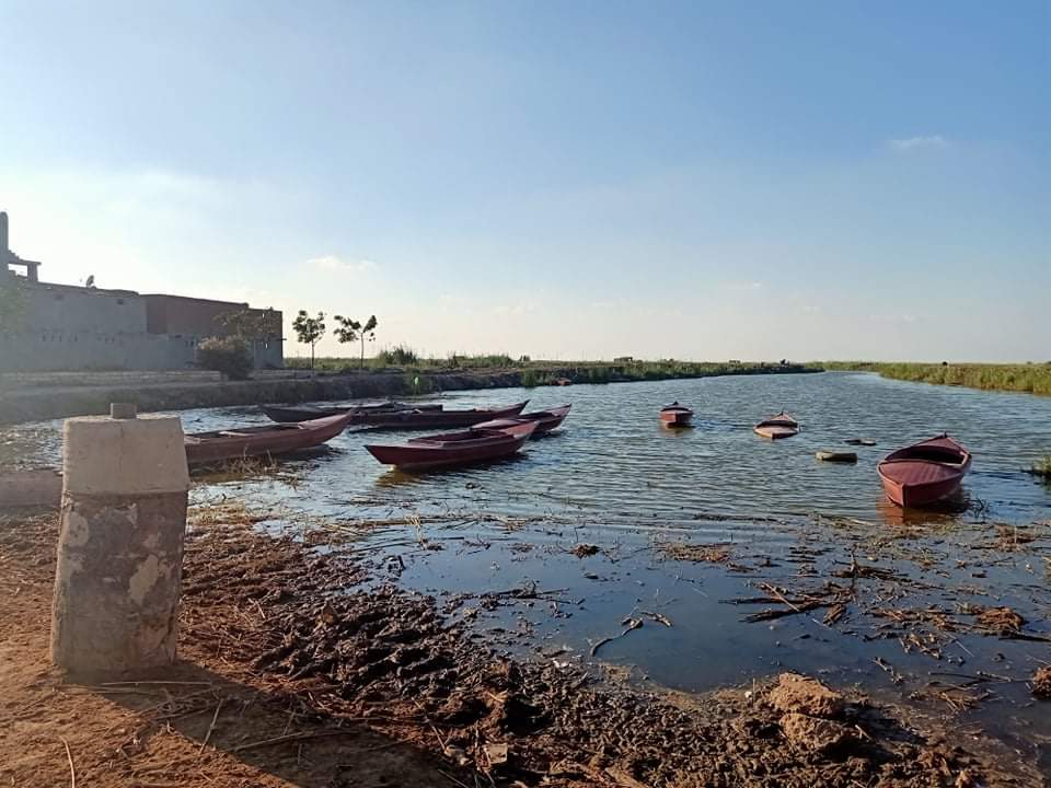 Cleaning works in Lake Edko using suction pumps